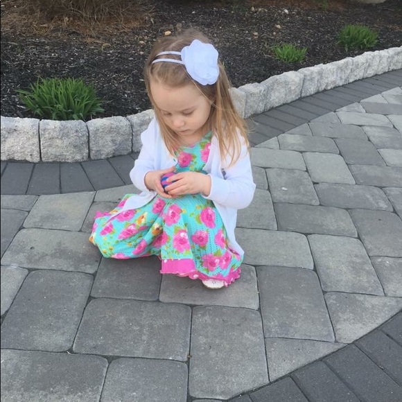 Girls Knit-Like Floral Dress - Picture 4 of 7